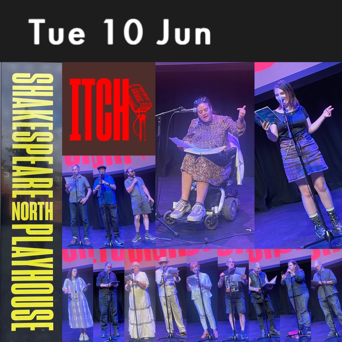 Itch is the poetry and spoken word night at Shakespeare North Playhouse (SNP) in Prescot held on the second Tuesday of each month from 7-9.30pm.

Itch is an inclusive, welcoming community space for both performers and audience alike. Every event is full of variety, theatricality,