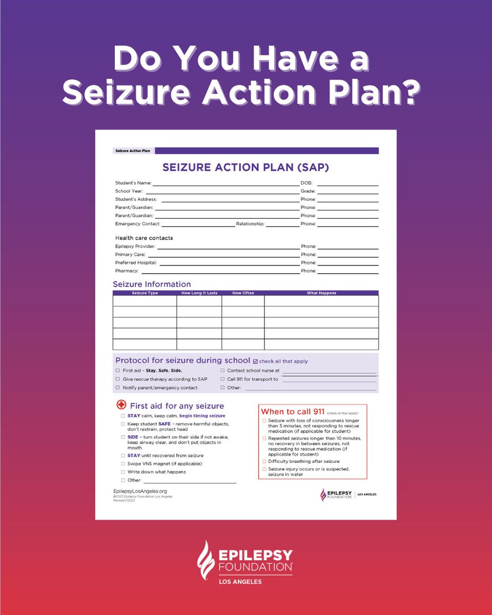 Having a Seizure Action Plan is crucial for effectively managing epilepsy.

Don't delay – take control of your health today by creating your Seizure Action Plan! Download your SAP today, Download yours: buff.ly/hMB6SNP