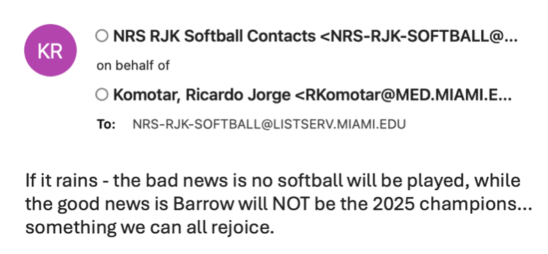 Michael T. Lawton, MD (@mtlawton) on Twitter photo Off to NYC for the Annual Neurosurgery Charity Softball Tournament, looking to raise $$ for brain tumor research and retain the championship trophy – not by rainy weather but the old-fashioned way, with a Barrow victory. Thank you <a href="/Ricardokomotar/">Dr. Ricardo J Komotar</a> for the locker room fodder... Off to NYC for the Annual Neurosurgery Charity Softball Tournament, looking to raise $$ for brain tumor research and retain the championship trophy – not by rainy weather but the old-fashioned way, with a Barrow victory. Thank you <a href="/Ricardokomotar/">Dr. Ricardo J Komotar</a> for the locker room fodder...
