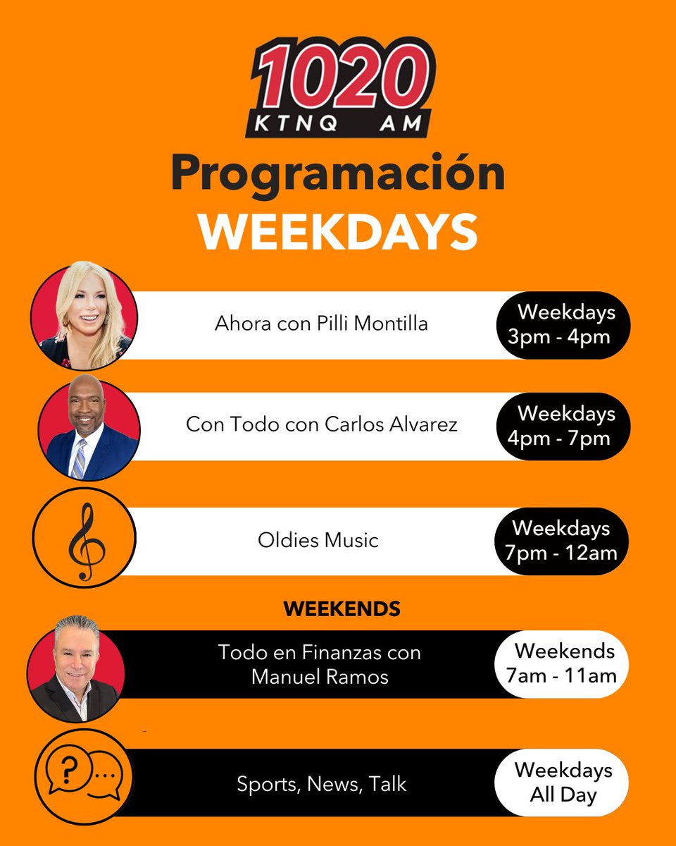 📻 1020 KTNQ AM Los Ángeles con la mejor programación para ti!
🔔 ¡Dale like y comparte! 
#1020KTNQ #KTNQ #RadioEnVivo #RadioLosAngeles
