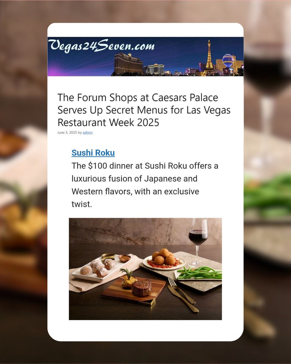 JS2 PR (@js2pr) on Twitter photo This Las Vegas Restaurant Week, <a href="/SushiRokuLV/">Sushi Roku Las Vegas</a> has a $100 dining experience that combines bold Japanese and Western flavors. A portion of the proceeds will be donated to <a href="/threesquareLV/">Three Square</a>. Thanks <a href="/Vegas24seven/">Vegas24seven</a> for the feature!
#JS2PR #SushiRoku #LasVegas24Seven This Las Vegas Restaurant Week, <a href="/SushiRokuLV/">Sushi Roku Las Vegas</a> has a $100 dining experience that combines bold Japanese and Western flavors. A portion of the proceeds will be donated to <a href="/threesquareLV/">Three Square</a>. Thanks <a href="/Vegas24seven/">Vegas24seven</a> for the feature!
#JS2PR #SushiRoku #LasVegas24Seven