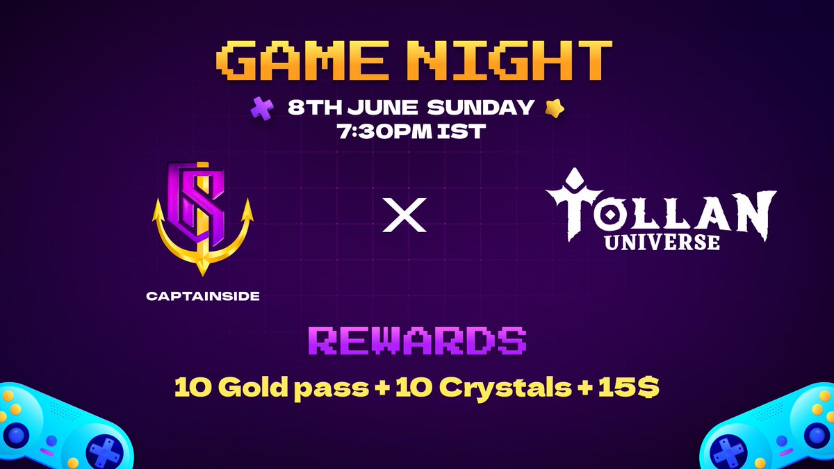 Captain Side (@captainside1) on Twitter photo The ultimate GAME NIGHT is here! ๐ฎ๐ฅ
Join us at Captain Side for an electrifying ride through the <a href="/TollanUniverse/">Tollan Universe</a> with epic battles, wild fun, and many rewards up for grabs! ๐ธ
๐๏ธ Date: 8th June 2025
โฐ Time: 14:00 UTC / 19:30 IST
๐ Whatโs on the line?
Best UGC: 1 Gold Pass The ultimate GAME NIGHT is here! ๐ฎ๐ฅ
Join us at Captain Side for an electrifying ride through the <a href="/TollanUniverse/">Tollan Universe</a> with epic battles, wild fun, and many rewards up for grabs! ๐ธ
๐๏ธ Date: 8th June 2025
โฐ Time: 14:00 UTC / 19:30 IST
๐ Whatโs on the line?
Best UGC: 1 Gold Pass