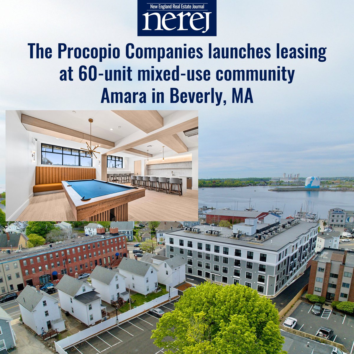 The Procopio Companies launches leasing at 60-unit mixed-use community Amara in Beverly, MA - Read More here: hubs.la/Q03qYpLr0 #NEREJ #commercialrealestate