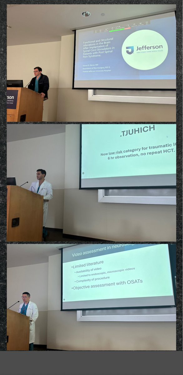 StavTjoumakaris's tweet image. Excellent research presentations by our star senior residents today: Dr. Matthew Lan, Dr. Steven Glener and Dr. Michael Baldassari. The future is bright!!! @TJUHNeurosurg @TJUHospital