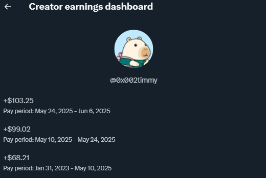 $0.02timmy (@0x002timmy) on Twitter photo Getting monetized is such a great feeling.
Shout out to everyone who engages with me, you make this happen.
Shout out <a href="/CreatorBuddyX/">Creator Buddy</a> for helping me refine & improve my content! Getting monetized is such a great feeling.
Shout out to everyone who engages with me, you make this happen.
Shout out <a href="/CreatorBuddyX/">Creator Buddy</a> for helping me refine & improve my content!