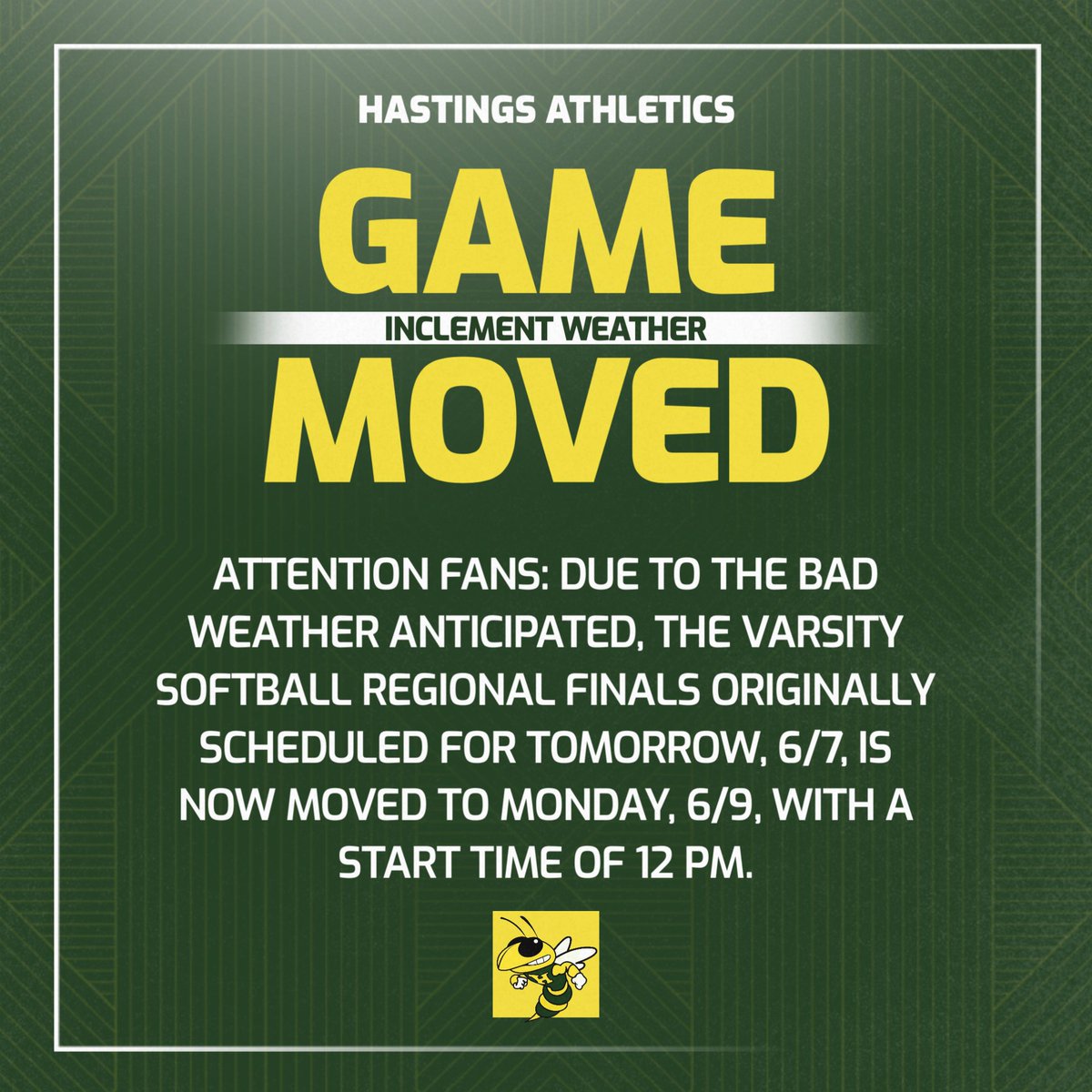 Update regarding tomorrows softball game: