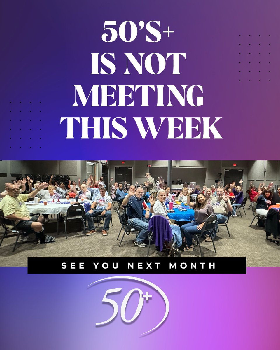 Just a reminder - the 50’s Plus Ministry is not meeting this week!
We'll see you all next time!

#CalvaryH #CalvaryHouston #YouAreFamily
