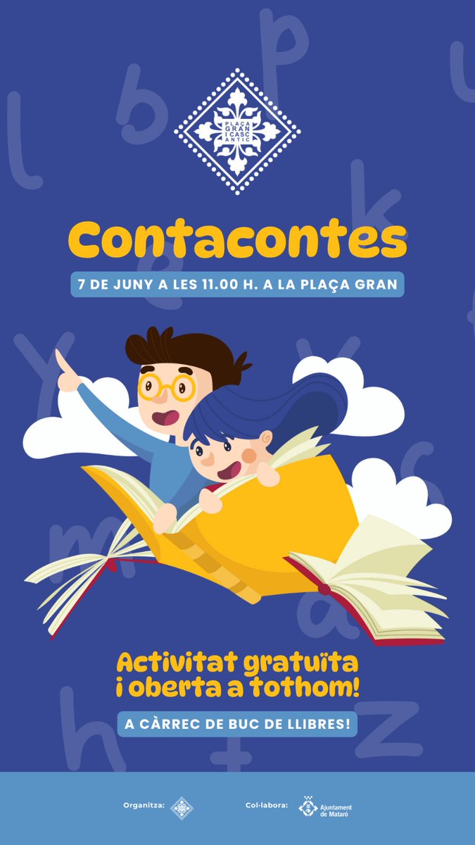 🚨Demà al Mercat de la Plaça Gran i Casc Antic recuperem el Contacontes ajornat per #SantJordi2025 ‼️

🐲No us perdeu el Contacontes amb <a href="/bucdellibres/">Buc de Llibres</a> 📖
- Plaça Gran 
- Dissabte 7 de juny de 2025
- 11h
🌹Us hi esperem 🌹