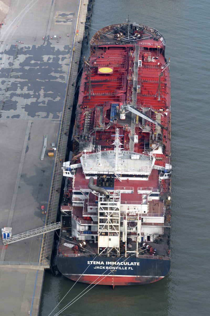MV Stena Immaculate aerial image - Great Yarmouth Outer Harbour. This anchored US flagged oil tanker carrying US military jet fuel was struck by a ship captained by a Russian. #Stena #GreatYarmouth #aerial #image #Norfolk #harbour