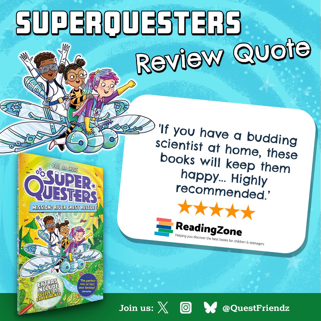 QuestFriendz (@questfriendz) on Twitter photo Check out this ⭐⭐⭐⭐⭐review from <a href="/readingzone/">ReadingZone.com</a> for SuperQuesters Mission: River Crest Rescue:
'If you have a budding scientist at home, these books will keep them happy... Highly recommended.’
Get your copy now: tinyurl.com/AmazonMRCR Check out this ⭐⭐⭐⭐⭐review from <a href="/readingzone/">ReadingZone.com</a> for SuperQuesters Mission: River Crest Rescue:
'If you have a budding scientist at home, these books will keep them happy... Highly recommended.’
Get your copy now: tinyurl.com/AmazonMRCR