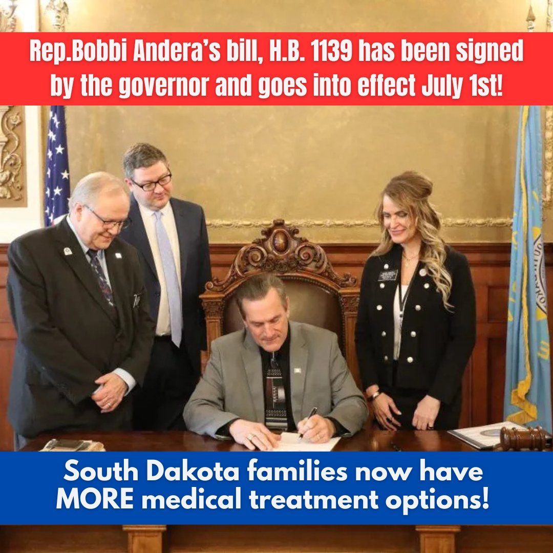 RealRepAndera's tweet photo. I was so proud to be lead sponsor on this legislation! South Dakota families who are facing rare and ultra rare disease conditions deserve to have broader treatment options -- and this law will do that for them! https://t.co/ghZeVCfXy6