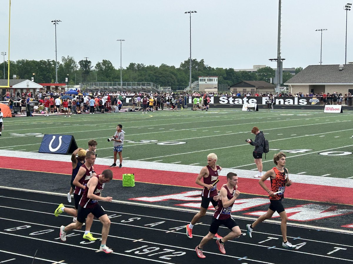 The Eagles are about to start the 4x800 relay at the IHSAA State Finals!  Good luck Eagles!