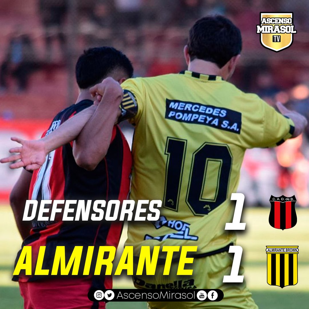 FINAL DEL PARTIDO
Almirante Brown  empató con Defensores de Belgrano 1-1 en el Bajo Núñez
Primera Nacional 2025