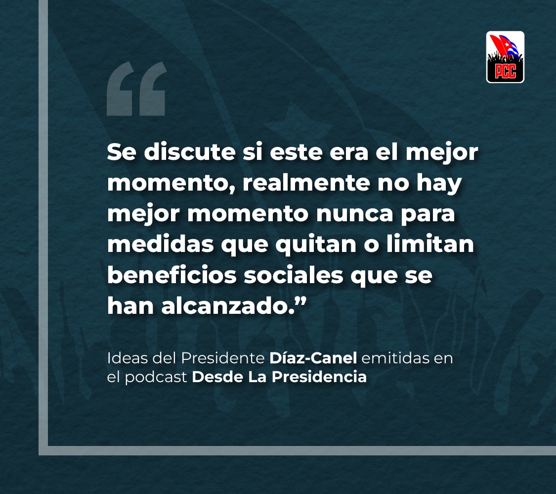 Partido Comunista de Cuba (@partidopcc) on Twitter photo "Lo veo como un repliegue táctico. Íbamos avanzando, ahora tenemos que detenernos, que retroceder un poco, para acumular lo que nos hace falta, para no negar el desarrollo que necesitamos en el presente y en el futuro"
<a href="/DiazCanelB/">Miguel Díaz-Canel Bermúdez</a> "Lo veo como un repliegue táctico. Íbamos avanzando, ahora tenemos que detenernos, que retroceder un poco, para acumular lo que nos hace falta, para no negar el desarrollo que necesitamos en el presente y en el futuro"
<a href="/DiazCanelB/">Miguel Díaz-Canel Bermúdez</a>