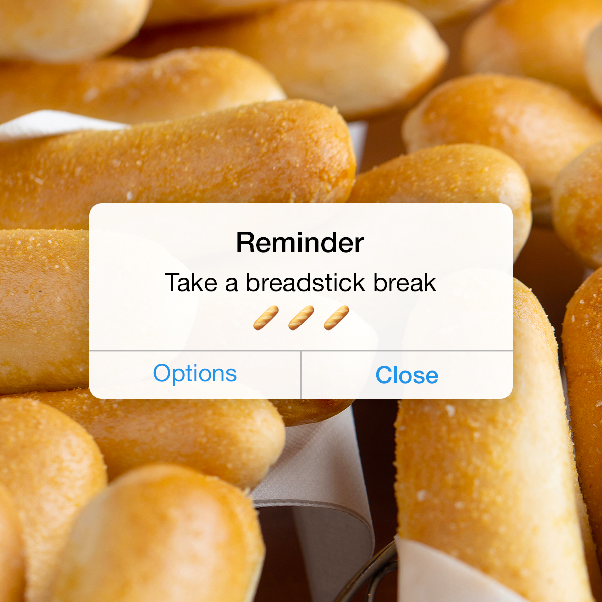 Pausing reality one breadstick at a time. Brb! 🥖