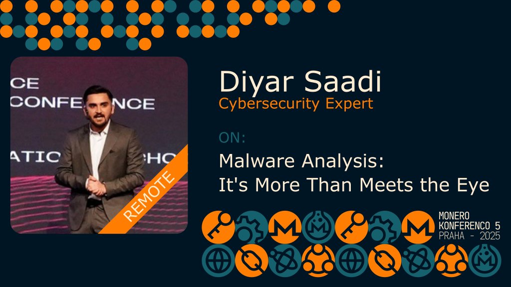 14 days 'til MoneroKon🔥 1 MoneroKon speaker a day keeps malware away: cybersecurity expert Diyar Saadi Ali will present ways in which malware operates, adapts, and evades detection, as well as the importance of a methodical approach to understanding and mitigating threats.