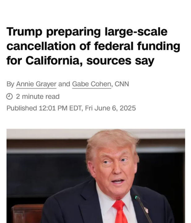 YourAnonCentral's tweet photo. Trump is now targeting states he sees as "democrat".

Trump is preparing to cancel federal funding for California, however, California sends more than $80 billion to the Federal government yearly to keep nearly a dozen Republican majority states from collapsing. https://t.co/C9cmnYyghD