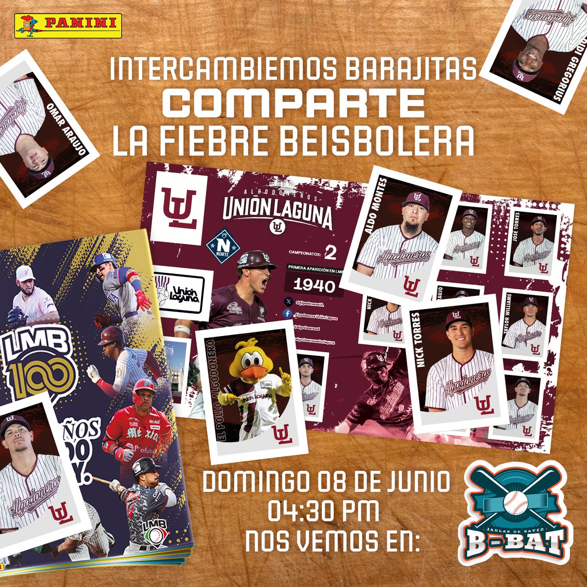 AlgodonerosUL's tweet photo. Nos vemos este domingo 8 de junio para intercambiar barajitas del álbum @PaniniSportMx
Te esperamos a partir de las 4:30pm, en #BBat con tu boleto para el juego, podrás ingresar 😉 ven y lleva la firma de tu jugador favorito 🤩
#CreandoUnaHistoriaImparable
#CienAñosSiendoElRey https://t.co/rCccYS6Umw