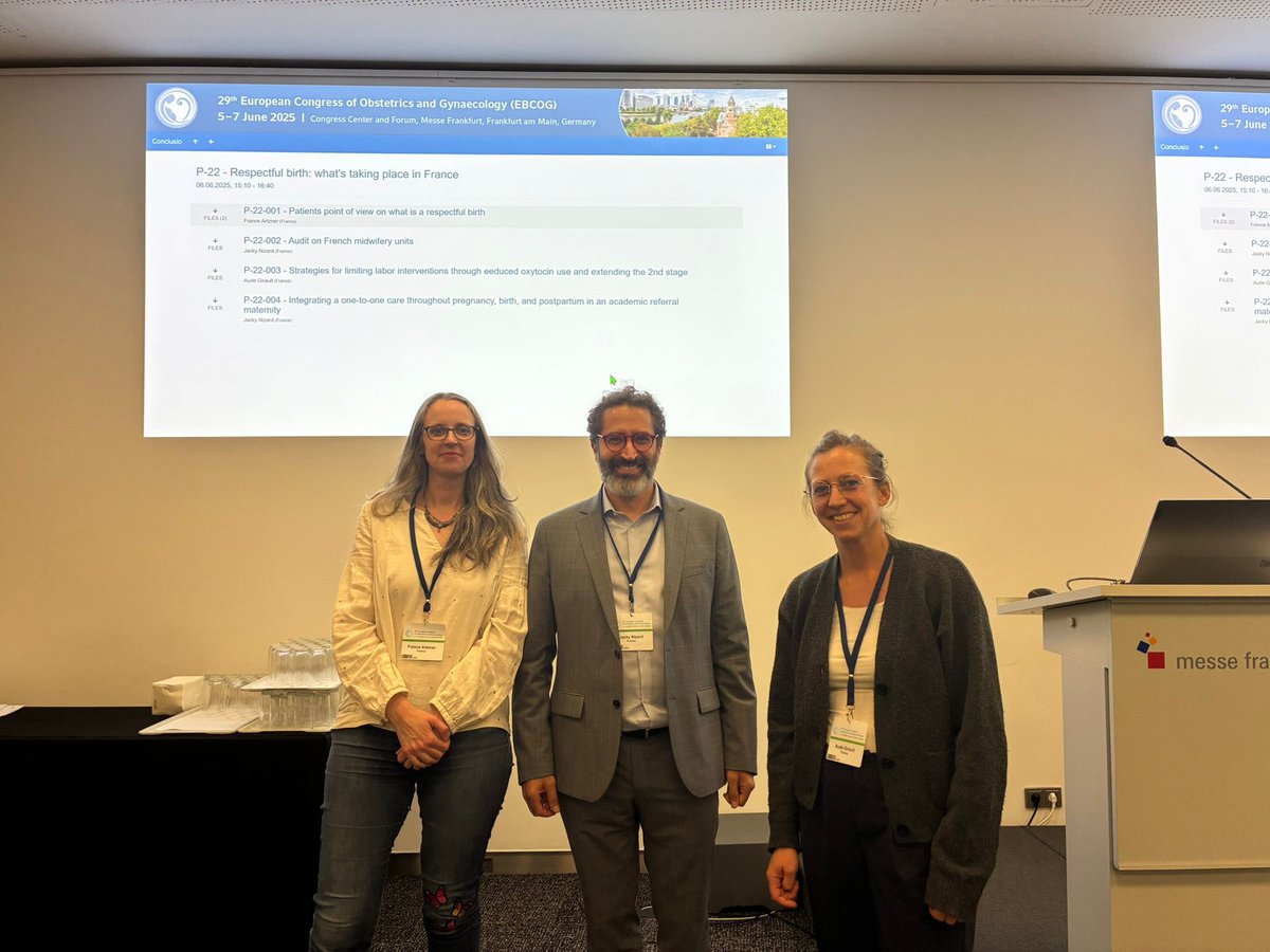 Session du <a href="/leCNGOF/">CNGOF</a> au congrès #EBCOG2025 avec <a href="/audeglt/">Aude</a>, France pour le CIANE et <a href="/anne_chantry/">achantry</a> par procuration. Beaucoup d’échanges et de discussions autour d’initiatives pour le respect du choix des patientes en obstétrique. Bravo à toutes !