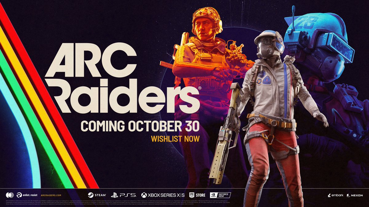 Gear up. ARC Raiders releases Oct 30, 2025! 

WISHLIST NOW: arcraiders.com 

enlist. resist