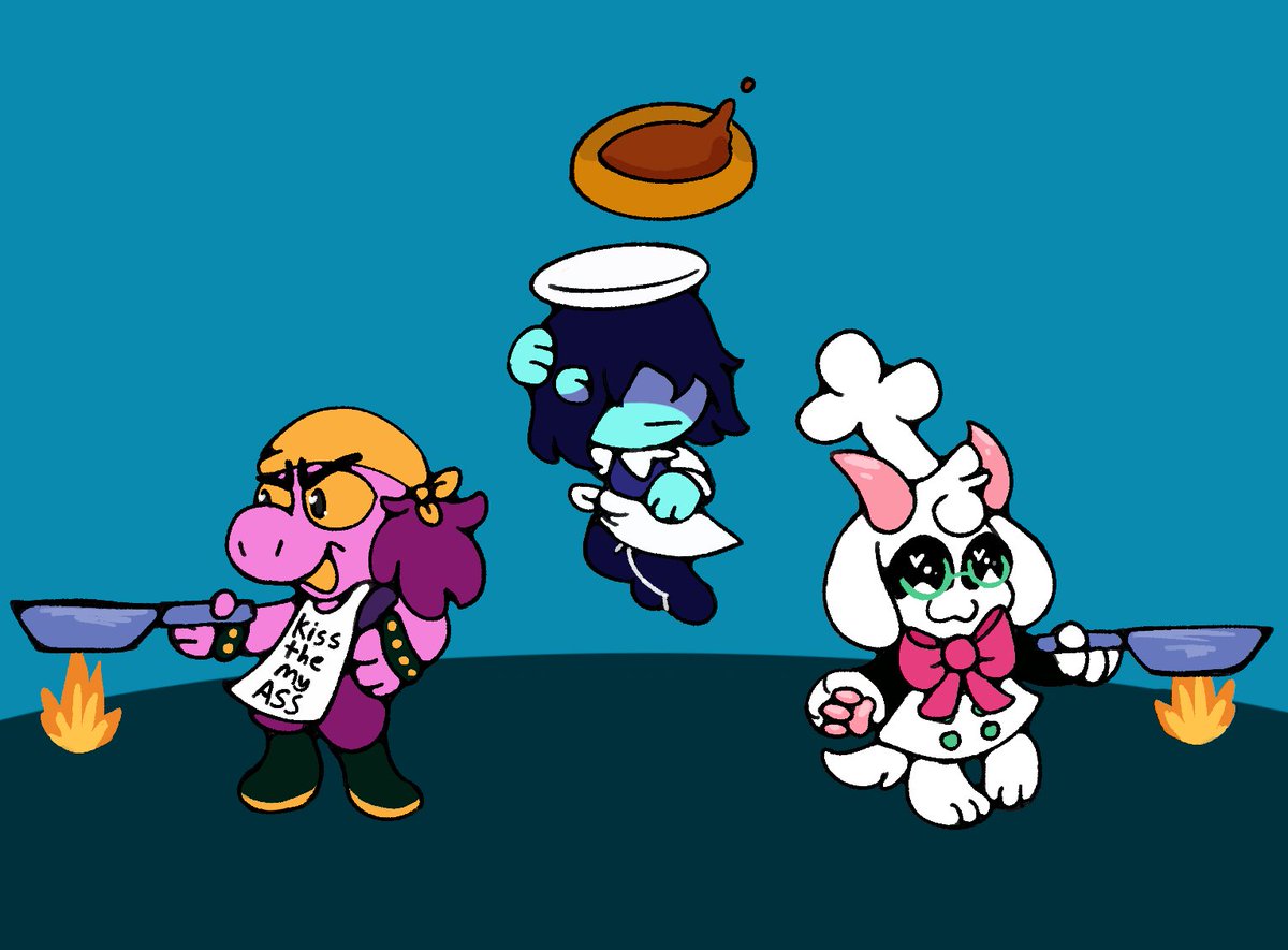 JitterPaws's tweet image. let them COOK!!! 🔥  

#deltarune #ralsei #kris #susie