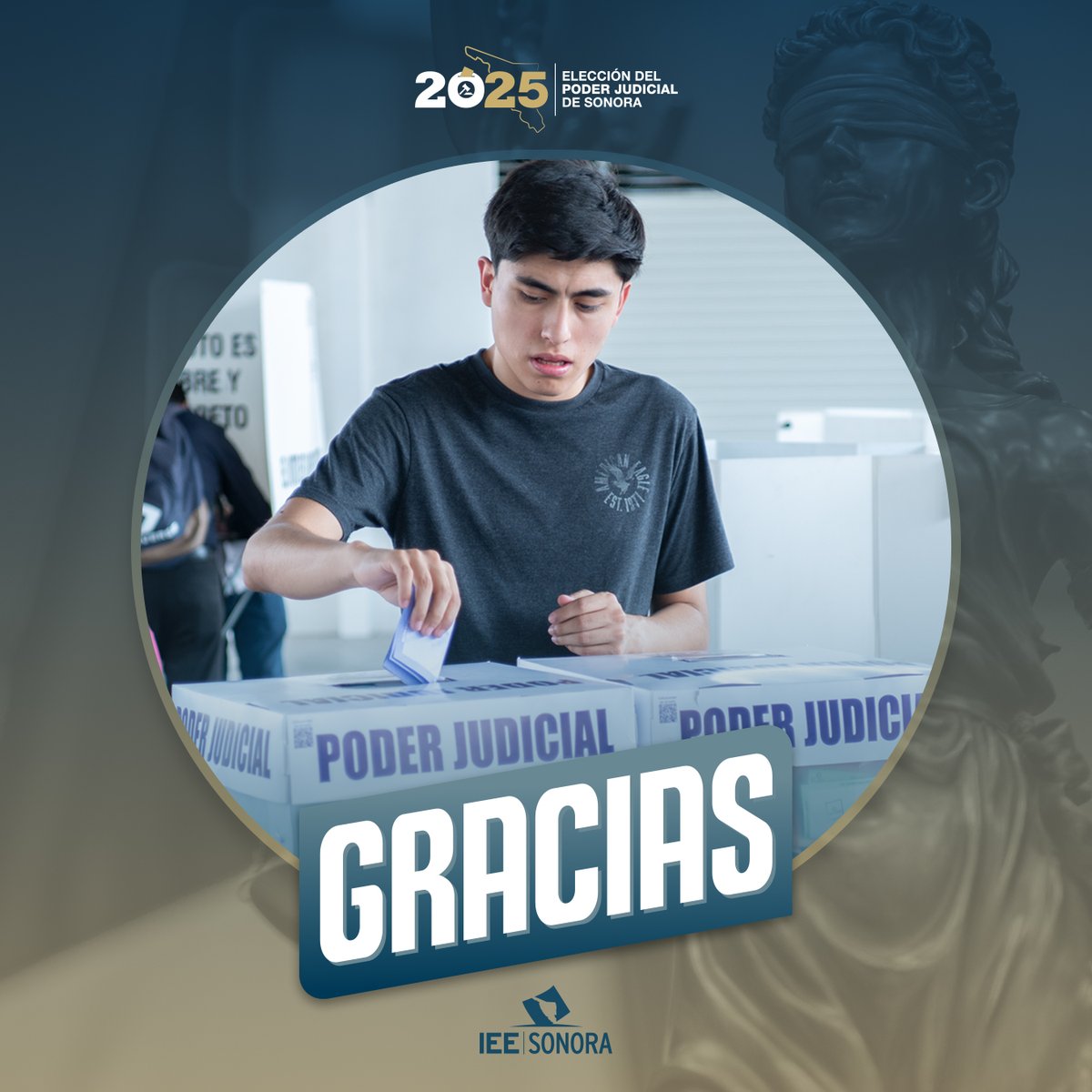 IEESonora's tweet photo. ¡Gracias, Sonora!

El 1 de junio fue posible gracias a quienes hicieron realidad el Proceso Electoral Extraordinario 2025.

Cada esfuerzo contó. Cada voto sumó.

La democracia se construye contigo.

#EleccionesSonora2025 https://t.co/p4ZnO3Nhx8