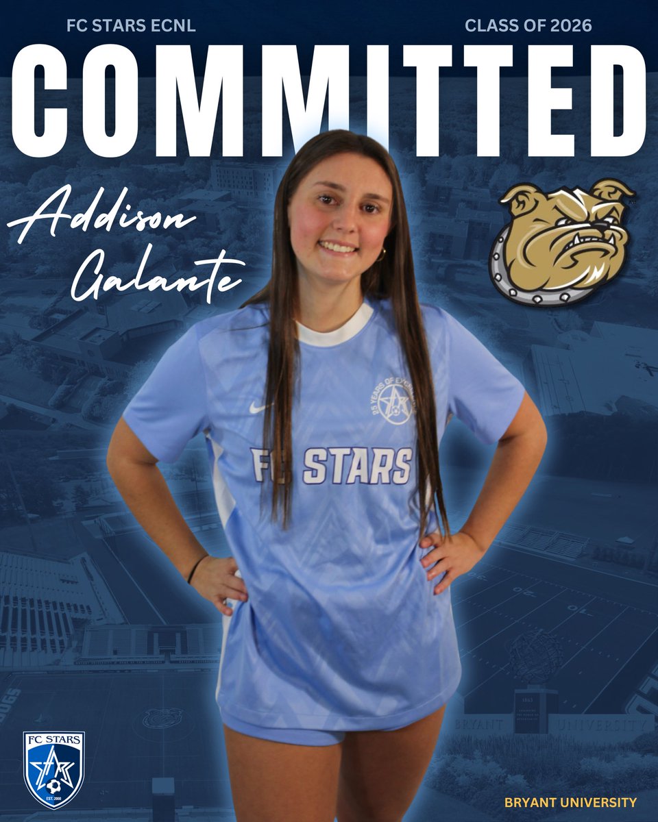 Congratulations to FC Stars ECNL White player, Addison Galante, on her commitment to play DI soccer at Bryant University. ⭐️🐾
#FCStars #StarsNation #ProvenPathway