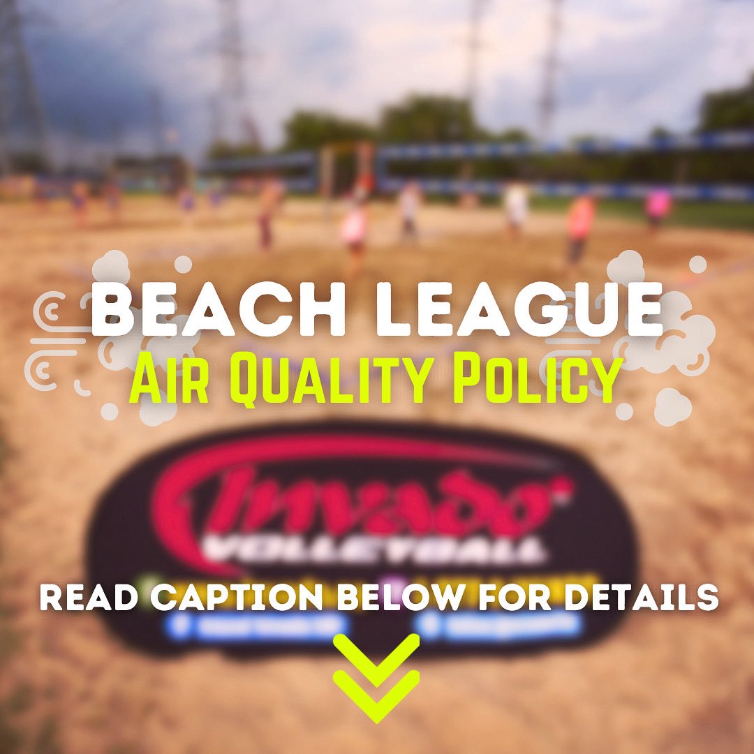 URGENT: Fri June 6, 2025 

BEACH LEAGUES ARE RUNNING TONIGHT!

We understand that some parents &amp; players may have concerns regarding air quality given some of the forest fires around the province, however, all Invado leagues ARE running as planned today. 

#invadovb