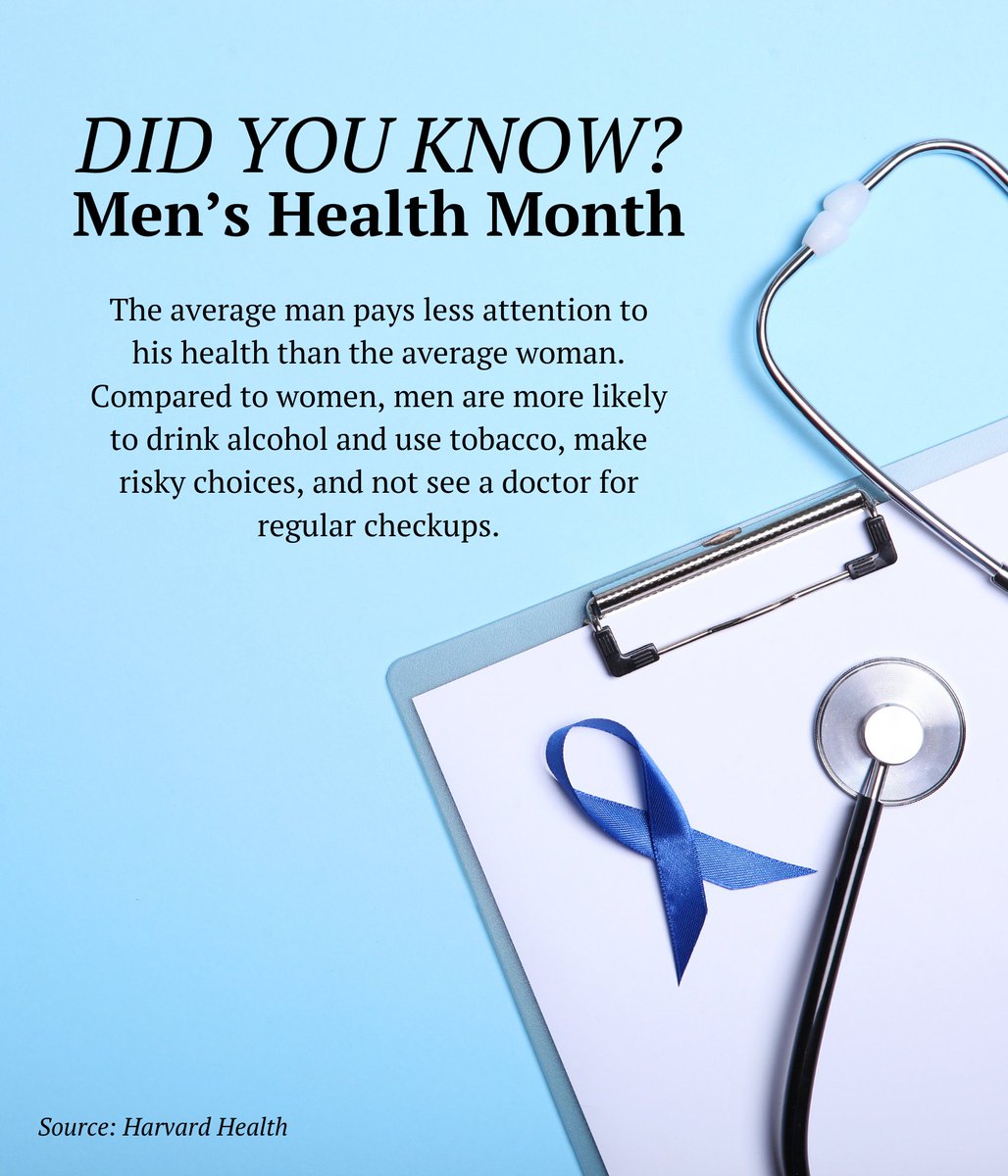 Many of the health risks that men face can be prevented with a healthy lifestyle: exercise, a healthy diet, not smoking, stress reduction, and moderating alcohol consumption. 

Regular checkups and screening tests can spot disease early, when it is easiest to treat. #MensHealth
