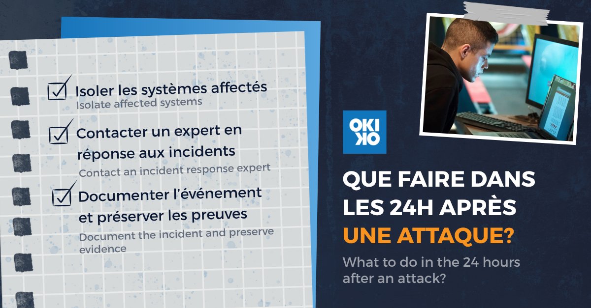 🚨 Que faire après une cyberattaque?
Isolez. Informez. Contactez OKIOK.
Besoin d’un plan? On est là.
–
🚨 After a cyberattack:
Isolate. Inform. Call OKIOK.
Need a plan? We’re here.
👉 okiok.com/services/incid…