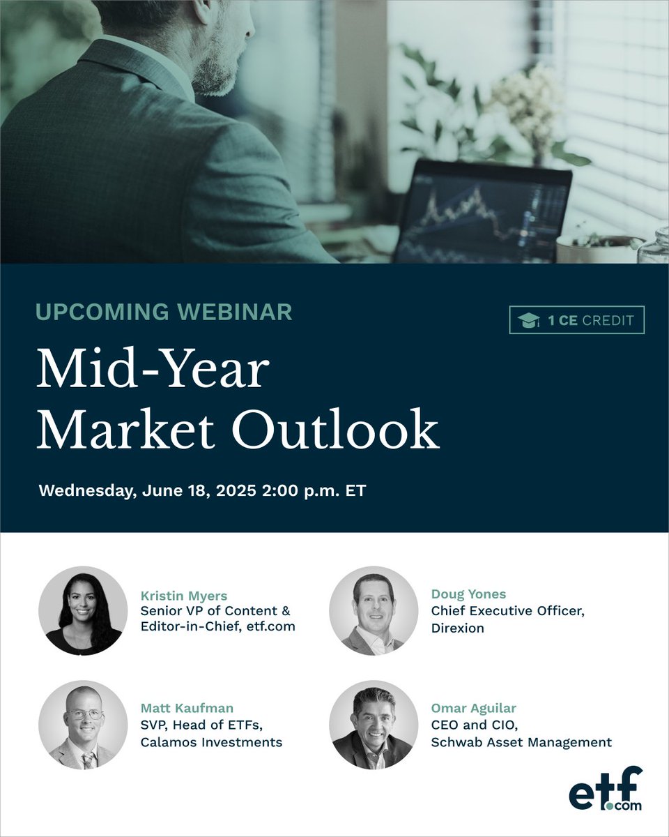 Join etf.com and leading investment experts for a live webinar on navigating the rest of 2025. We’ll break down what investors can expect in the second half of the year—covering key risks like trade tensions, inflation, policy shifts from Washington DC, and the