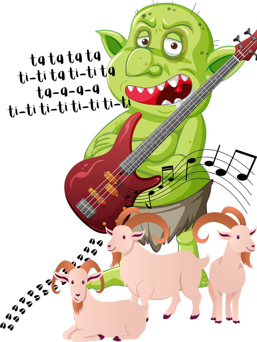 Under the bridge
Lives a troll
With music in his heart
And a bass guitar in his hands.
The goats crossing his bridge
Form a famous rock group.
They need a bass.
Troll needs a band.
Troll must believe in himself and
The music to claim his spot.
#JoyPit #PB