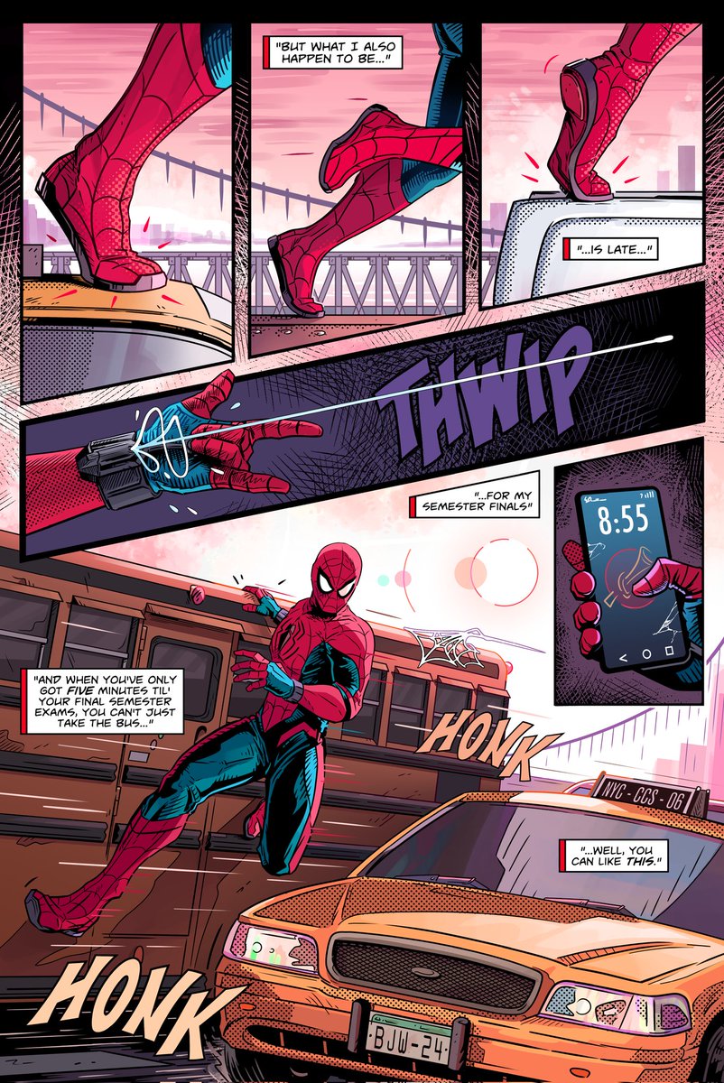 Page from my sample comic - ''Spider-man: Swingin' Thru"
-
Scripts, Pencils, Inks, Colours, Cover all by me.
-
#Spiderman #spidermanbrandnewday #ComicArt  #comics