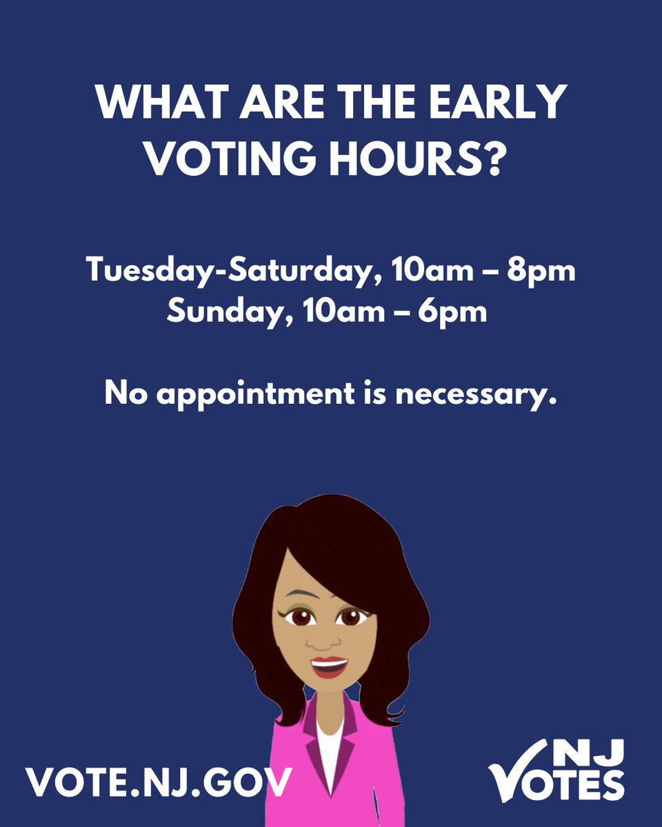 NJ_Votes's tweet image. Vote early today! Everything you need to know about voting early is in this guide. The #EarlyVoting period strengthens our democracy by expanding opportunities to exercise your right to vote. Learn more at Vote.NJ.Gov. #NJVotes