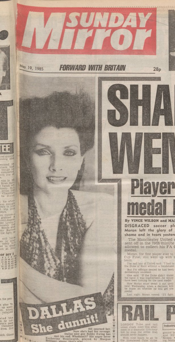 Back in 1985, the front pages of the UK newspapers announced the death of Mr Bobby Ewing.  I guess they didn't care about spoilers......