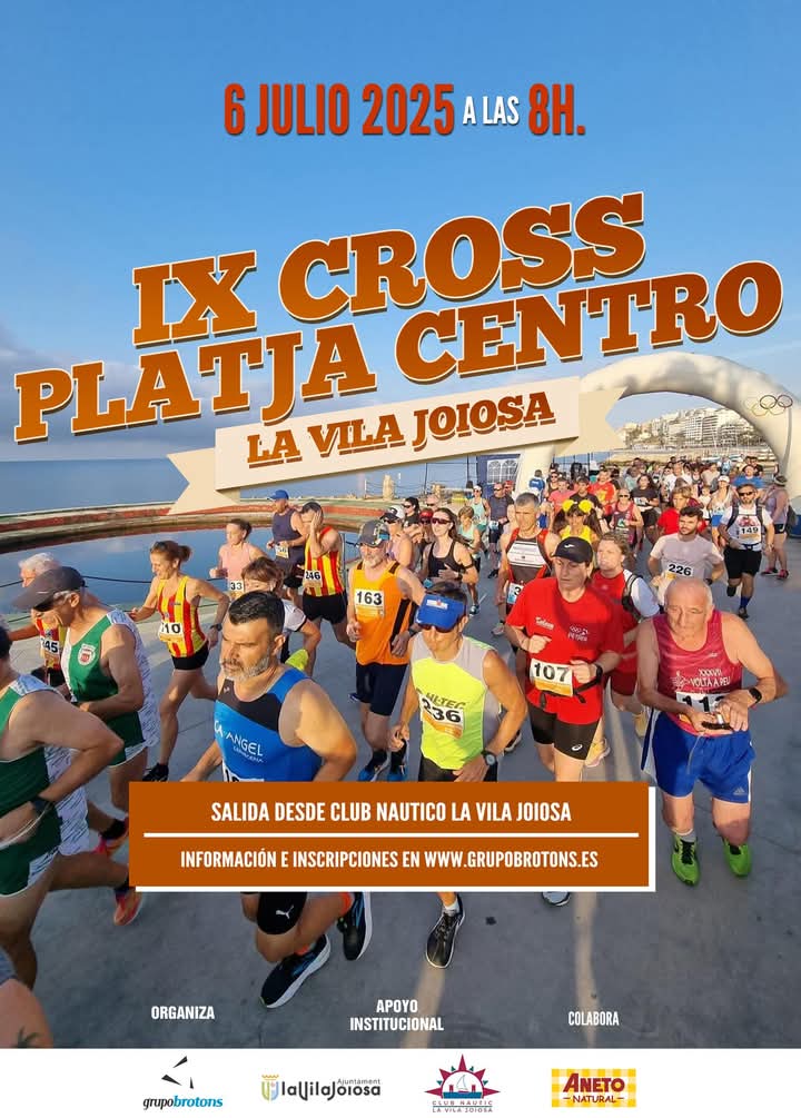 🏖️🏃‍♀️ ¡YA PUEDES INSCRIBIRTE! 

📅 6 DE JULIO 2025
📍 Playa Centro, La Vila Joiosa

🌊 Prepárate para disfrutar con el IX Cross Playa Centro La Vila Joiosa 2025.

🎟️ ¡Apúntate ya y asegura tu dorsal! 👇
🔗 grupobrotons.com/event/ix-cross…

☀️ ¡No te pierdas este increíble día de running.