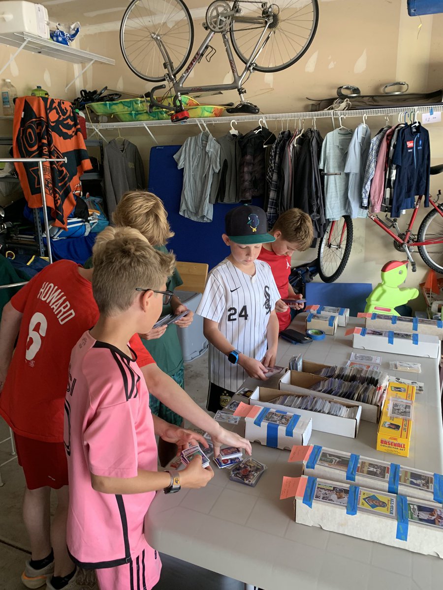 For my card collecting friends, don’t lose the joy of ripping a pack, completing a set, or finding that guy down the street moving some of his collection. Last 2 days I garage sale’d to neighborhood kids like this and helped kick their summer off with some fun! #thehobby