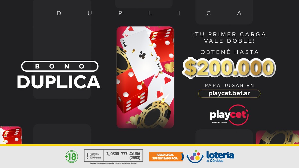 🎁 Más juego. Más chances. Más emoción.

🤑 Registrate hoy en playcet.bet.ar y aprovechá el bono duplica!

❗Jugar compulsivamente es perjudicial para la salud.
🔞Si sos menor de 18 años no podés apostar.
