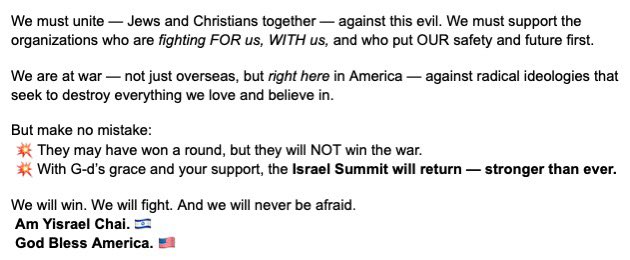 AJCAmerica's tweet image. 🚨 ISRAEL SUMMIT CANCELED AFTER JIHADIST THREATS IN TEXAS 🚨
It absolutely infuriates and pains me to say this: Radical Islamists have successfully shut down a peaceful 3-Day Israel Summit in Texas. If this can happen here, it can happen anywhere in America.