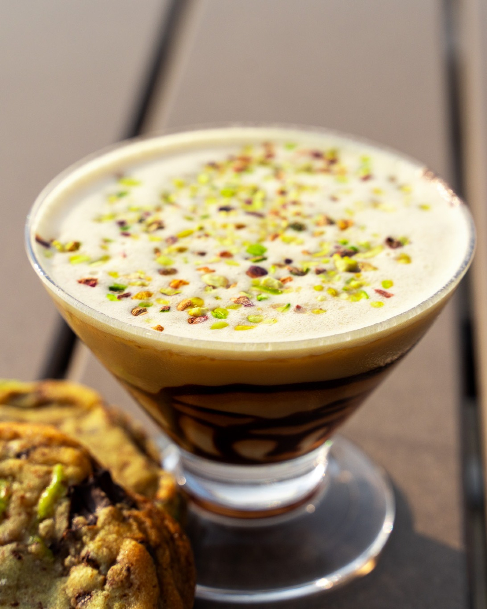 DorchesterBrew's tweet photo. AVAILABLE FOR A LIMITED TIME:
A Pistachio Cream Chocolate Chip Cookie created exclusively for us by @spoonfulofsami_ will be available for purchase with our Dubai Pistachio Espresso Martini WHILE SUPPLIES LAST (and they won't last long)!! https://t.co/lPaO5wotSH