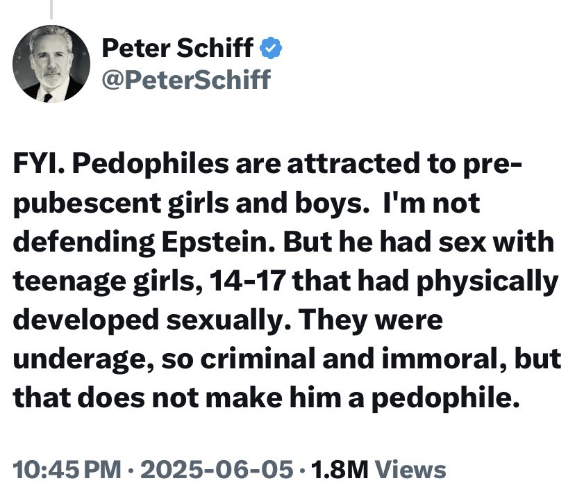 This sick fuck is grooming maga to accept that if Trump did rape 14 year olds with Epstein, its okay because they were physically developed.  

FYI scumbag, many 11 and 12 year olds are physically developed and are menstruating.