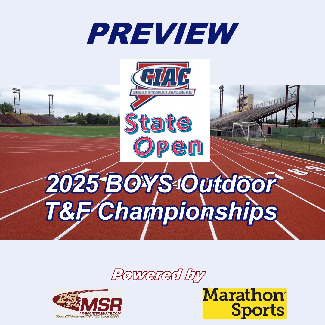MySportsResults (@mysportsresults) on Twitter photo We hope you enjoy our jam packed double feature!
Preview of 2025 CIAC Girls State Open Track & Field Championship bit.ly/443loeV and Preview of 2025 CIAC Boys State Open Track & Field Championship bit.ly/443eO8a
<a href="/TheRunningAcad/">The Running Academy</a> <a href="/runnerspace/">RunnerSpace</a> <a href="/DyeStat/">DyeStat</a> We hope you enjoy our jam packed double feature!
Preview of 2025 CIAC Girls State Open Track & Field Championship bit.ly/443loeV and Preview of 2025 CIAC Boys State Open Track & Field Championship bit.ly/443eO8a
<a href="/TheRunningAcad/">The Running Academy</a> <a href="/runnerspace/">RunnerSpace</a> <a href="/DyeStat/">DyeStat</a>