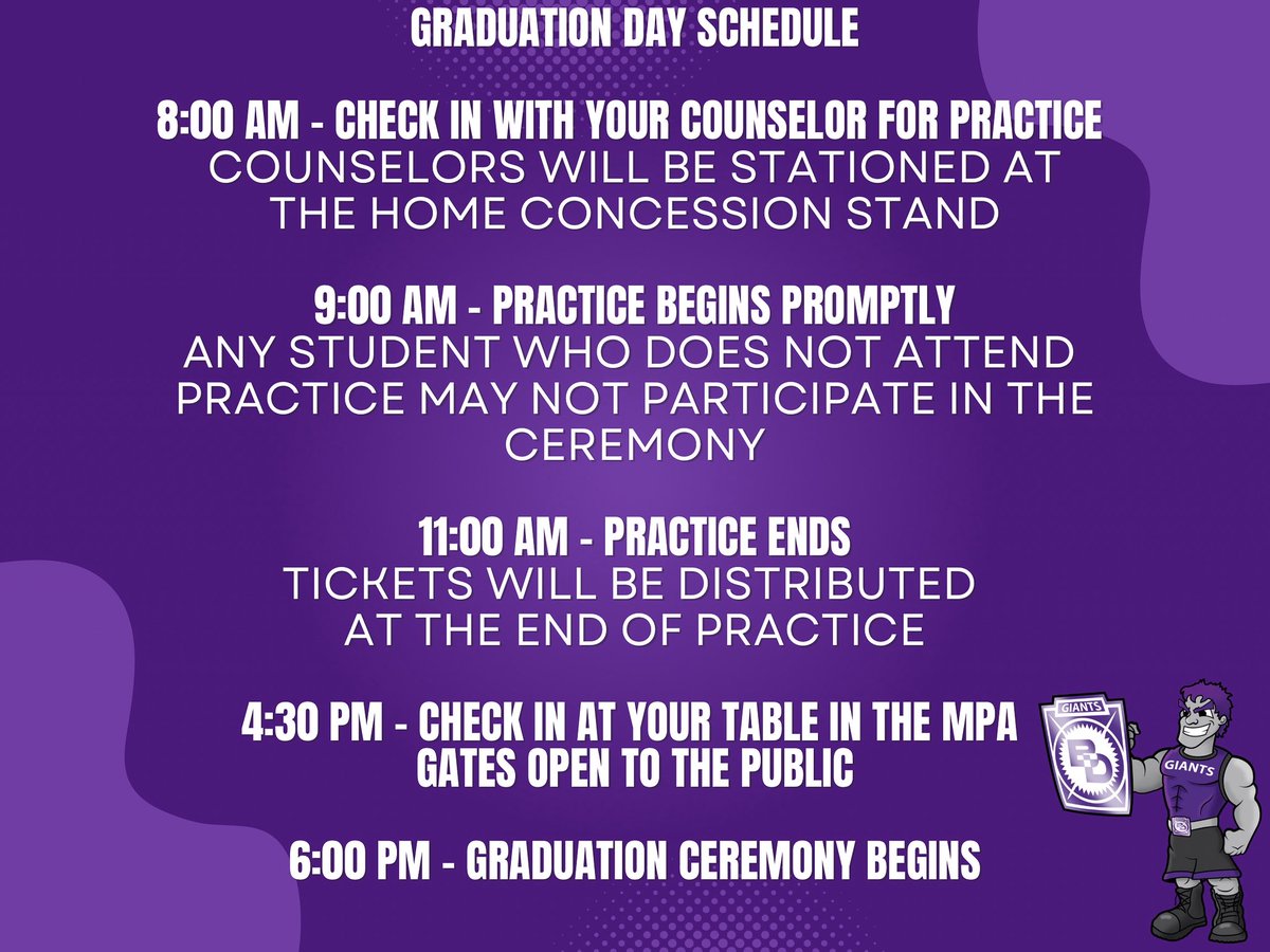 Tomorrow is the big day, Giants! Congratulations! 💜🎓
#WeAreWayne