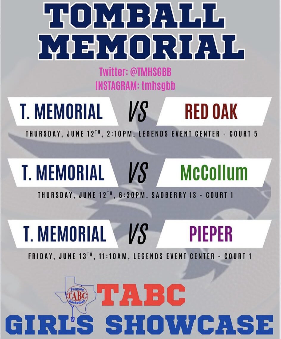 Averie Aranda (@averie5aranda) on Twitter photo TABC showcase is coming up!!
Come check out me and my team in College Station June 12th and 13th
<a href="/TMHSGBB/">Tomball Memorial High School Lady Wildcats π</a>
<a href="/thshoopz/">THS</a> <a href="/teamtexasbball/">Texas Hoops Society (THS)</a>
<a href="/itscoachv_/">Coach Candace Virgadamo</a> TABC showcase is coming up!!
Come check out me and my team in College Station June 12th and 13th
<a href="/TMHSGBB/">Tomball Memorial High School Lady Wildcats π</a>
<a href="/thshoopz/">THS</a> <a href="/teamtexasbball/">Texas Hoops Society (THS)</a>
<a href="/itscoachv_/">Coach Candace Virgadamo</a>