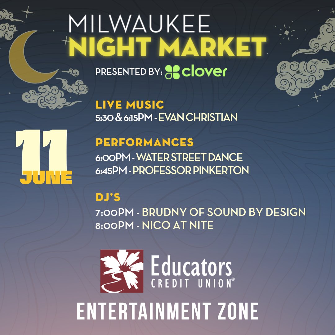mkenightmarket's tweet image. These performers are bringing the HEAT ๐ฅfor the MKE #NightMarket presented by @clovercommerce! See the amazing talent joining us on June 11! ๐ถ๐บ