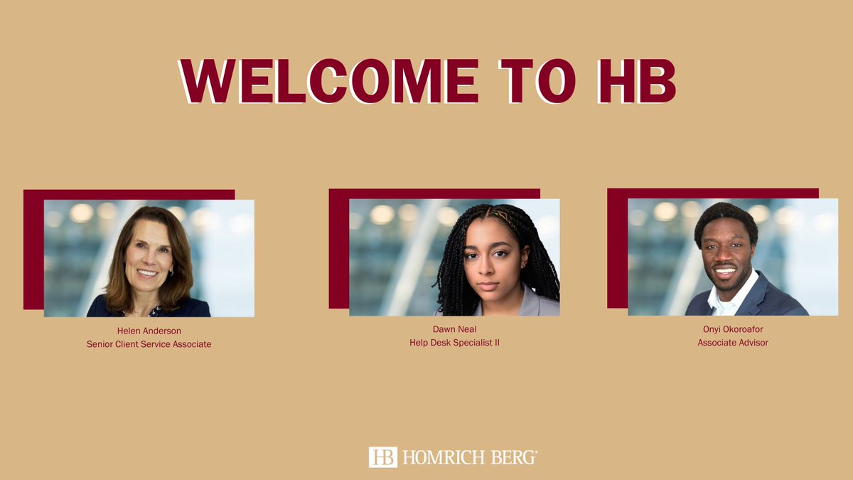 Please join us in welcoming Helen, Dawn, and Onyi to the HB team!

#homrichberg #fiduciary #feeonly #financialadvisor #financialplanning #ria #financialadvisors #financialplanners #wealthmanagement
#wealthmanagementservices
