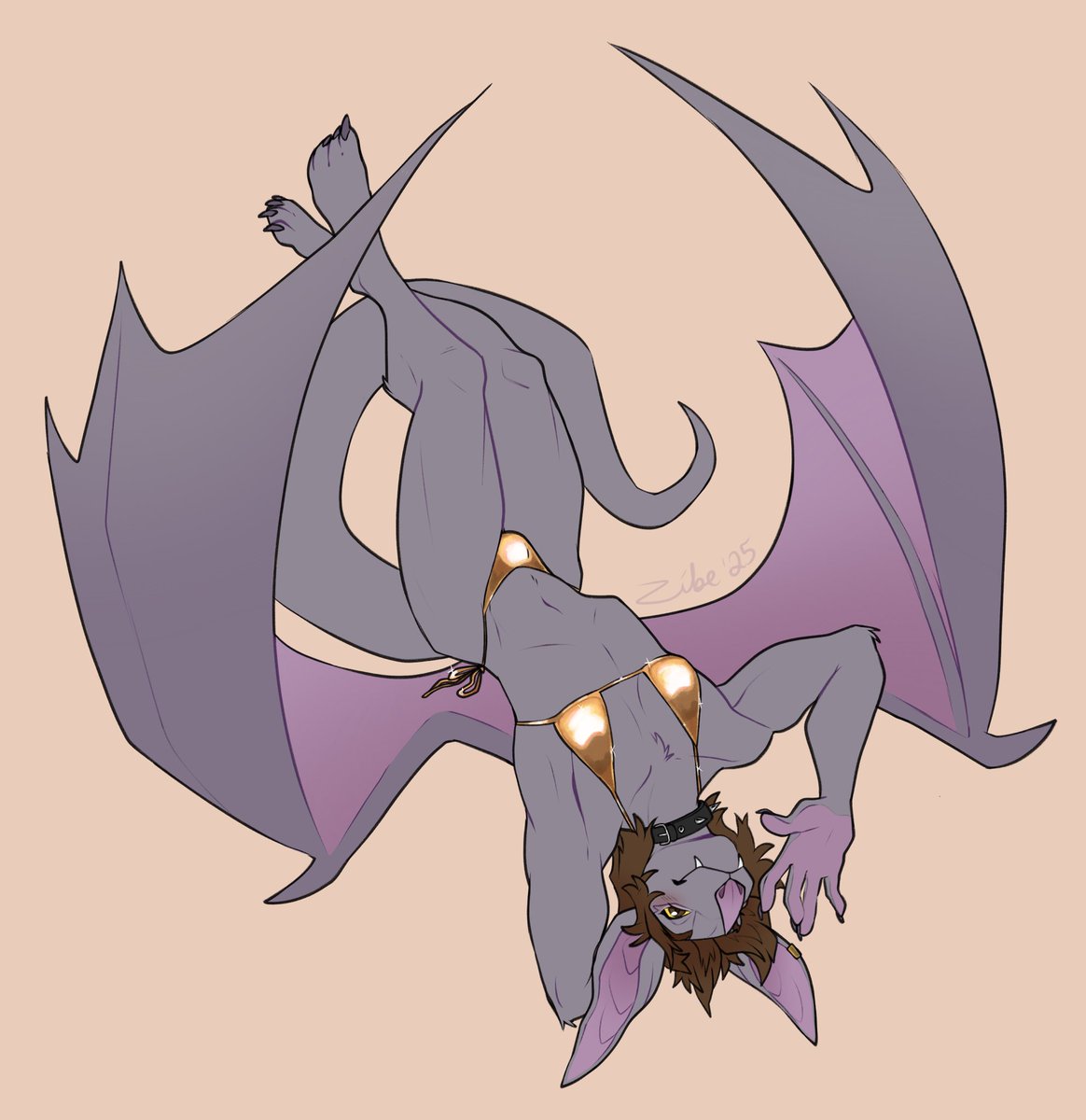 Zibe_'s tweet image. Gold bikini time! Comm for FerilCrux 🦇