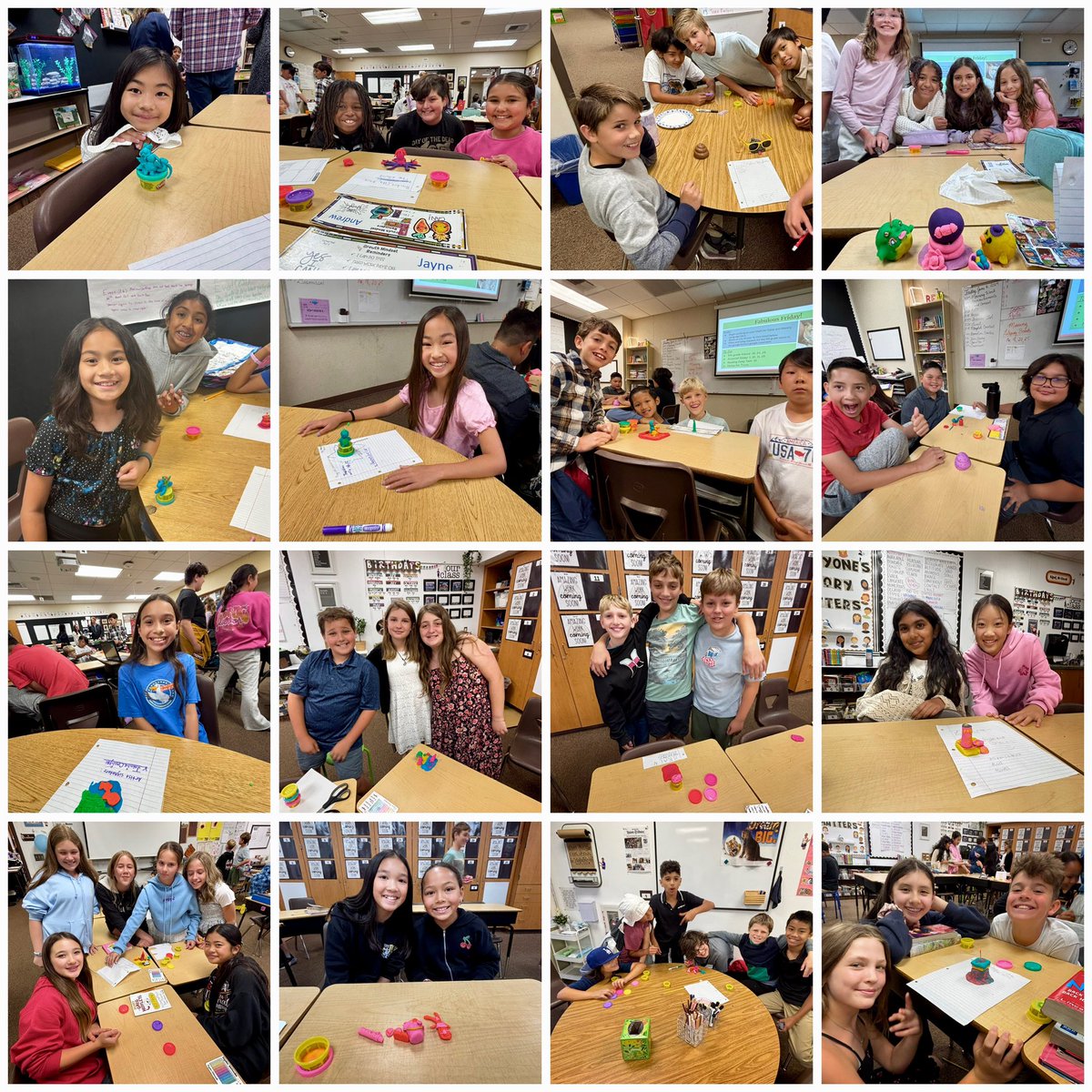 The fun continues with our 5th grade #SuperSeagull balloon pop of a play-doh competition! Congrats to the Diva, Teal Dinosaur King, and the Beach Girls on placing in the top three designs. #SeagullStyle #SeagullSendOff #SeagullsSoarTogether 💙<a href="/SunsetHillsES/">SunsetHillsElementary</a>