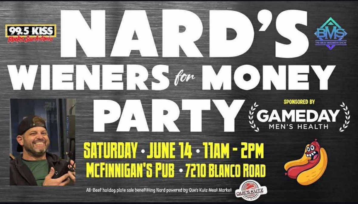 Next weekend come out to McFinnigans and suppport the Nard..

<a href="/BMS_Billy/">Billy Madison</a> <a href="/BMS_Derek/">Derek Allgood</a>  <a href="/BMS_VoiceGuy/">Chris Sifuentes</a>  will all be there. All ages are allowed.. time to help our dude out!