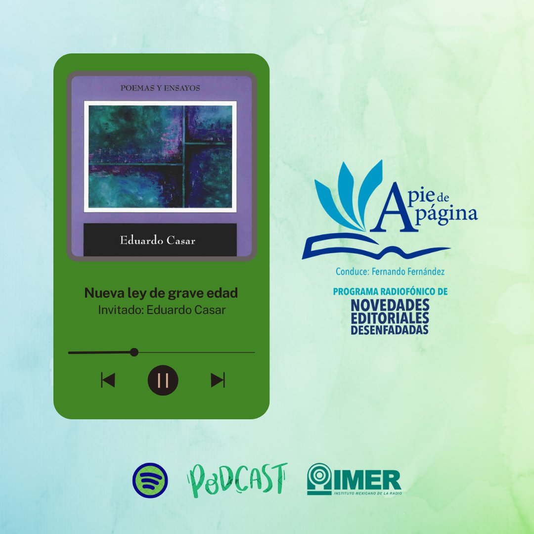 PODCAST. Esta semana, conversamos con el poeta Eduardo Casar sobre la gran antología de su obra poética, Nueva ley de grave edad (1981-2024), que acaba de lanzar la UNAM.
Escúchanos en Spotify: creators.spotify.com/.../Antologa-d…...
O en el micrositio del IMER: imer.mx/programas/nuev…